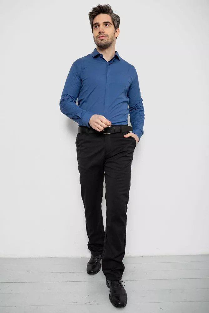 Купить Рубашка мужская однотонная, цвет джинс, 186R2100 - Фото №2