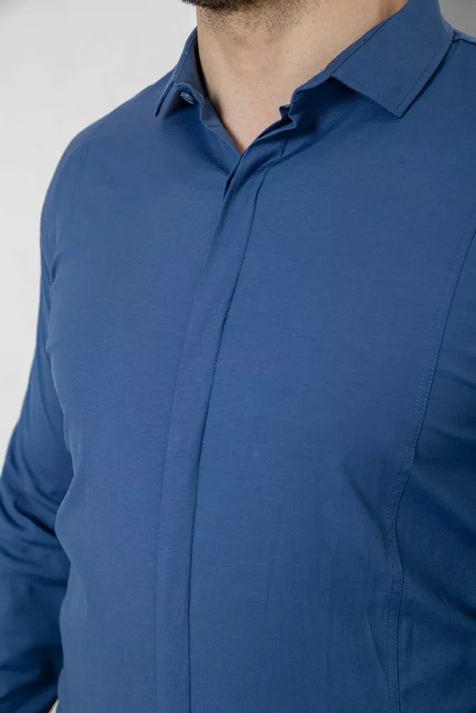 Купить Рубашка мужская однотонная, цвет джинс, 186R2100 - Фото №5