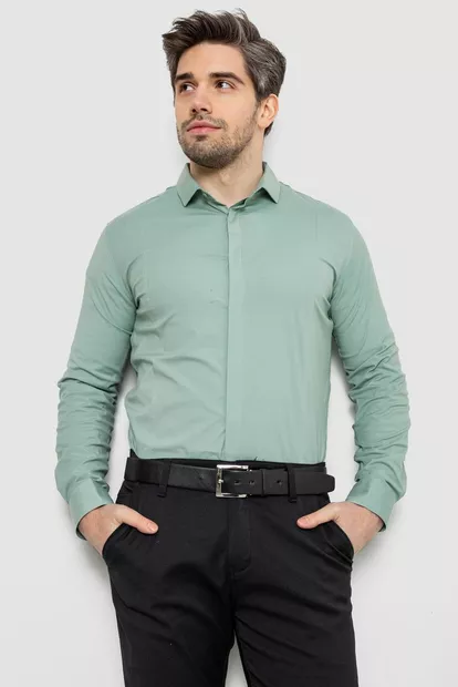 Рубашка мужская однотонная, цвет оливковый, 186R2100