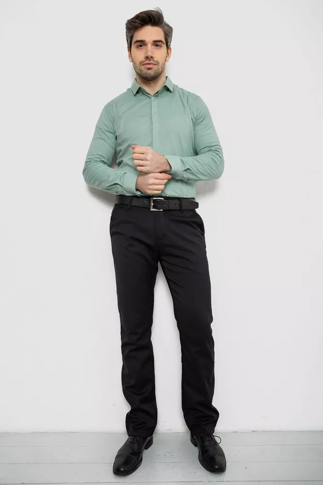 Купить Рубашка мужская однотонная, цвет оливковый, 186R2100 - Фото №2