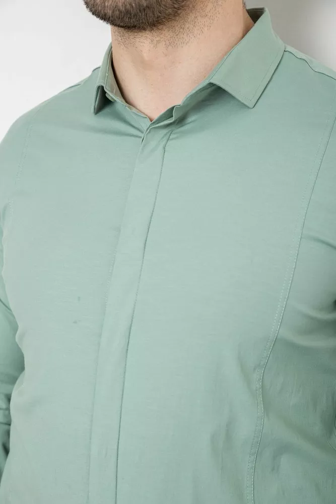 Купить Рубашка мужская однотонная, цвет оливковый, 186R2100 - Фото №5