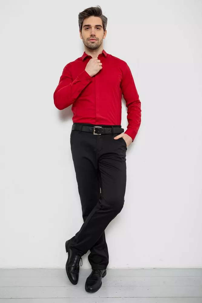 Купить Рубашка мужская однотонная, цвет бордовый, 186R2100 - Фото №2