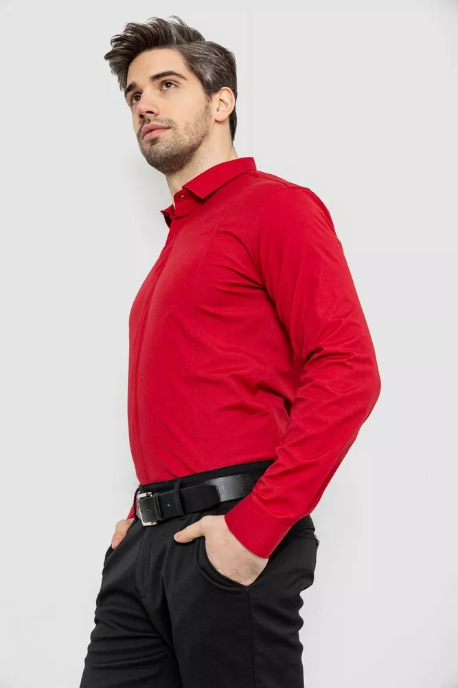 Купить Рубашка мужская однотонная, цвет бордовый, 186R2100 - Фото №3