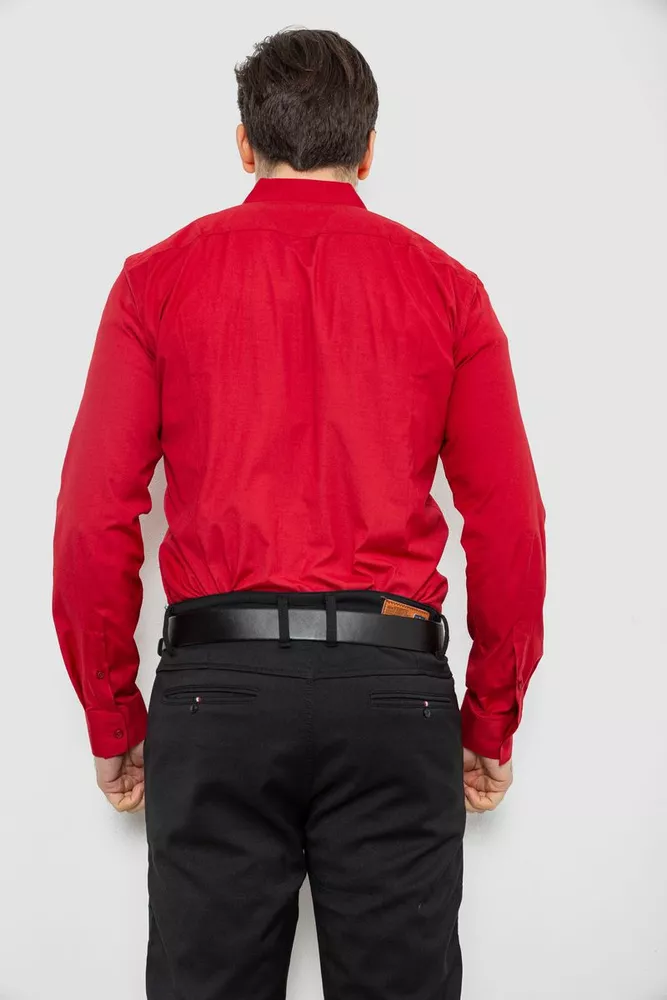 Купить Рубашка мужская однотонная, цвет бордовый, 186R2100 - Фото №4