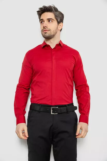 Рубашка мужская однотонная, цвет бордовый, 186R2100