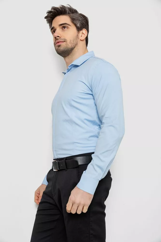 Купить Рубашка мужская однотонная, цвет голубой, 186R2100 - Фото №3