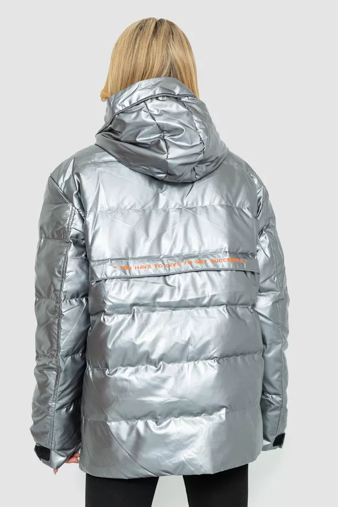 Купити Пуховик жіночий єврозима  -уцінка, колір сріблястий, 131R0023-1-U - Фото №4