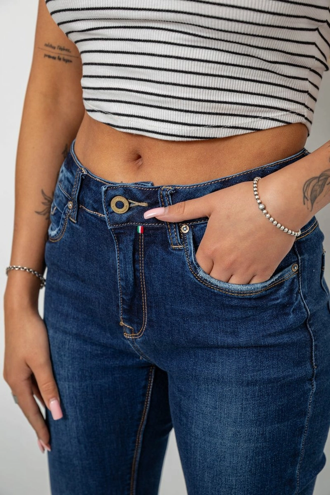 Купити Джинси жіночі однотонні Skinny, колір синій, 244RNL2040 - Фото №5