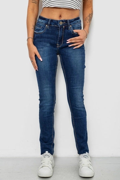 Джинсы женские однотонные Skinny, цвет синий, 244RNL2040