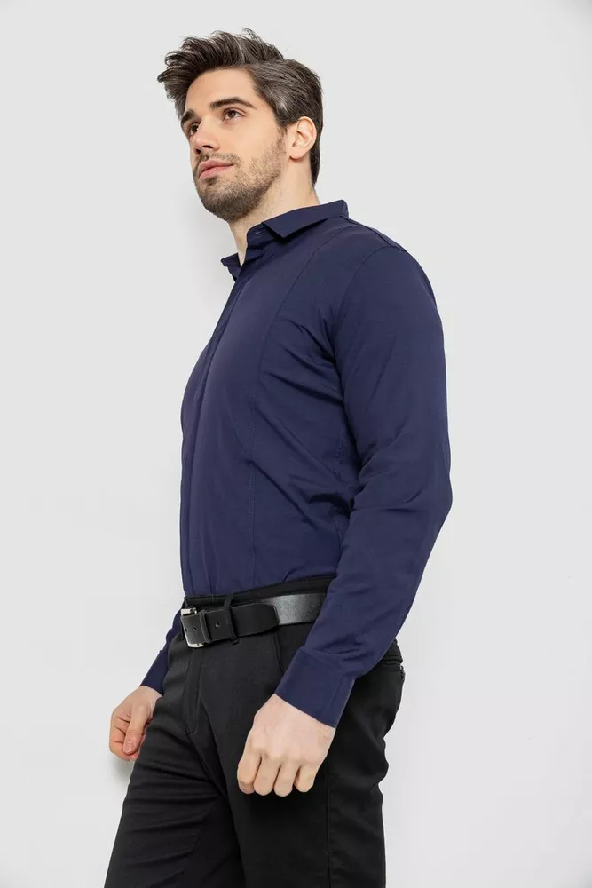 Купить Рубашка мужская однотонная, цвет синий, 186R2100 - Фото №3