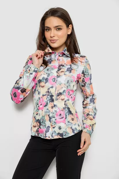 Рубашка c цветочным принтом, цвет разноцвет , 230R225