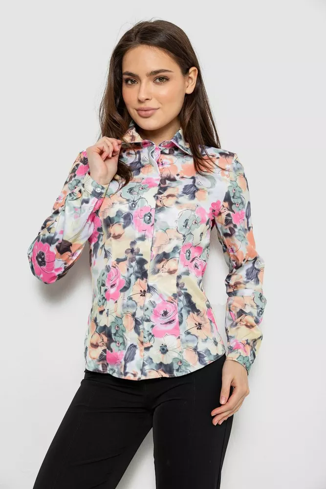 Купить Рубашка c цветочным принтом, цвет разноцвет , 230R225 - Фото №1