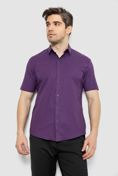 Рубашка мужская с принтом, цвет сливовый, 186R7338