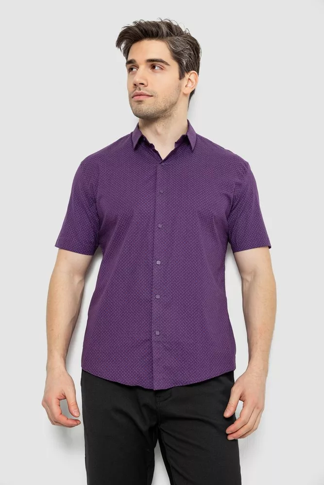 Купить Рубашка мужская с принтом, цвет сливовый, 186R7338 оптом - Фото №1