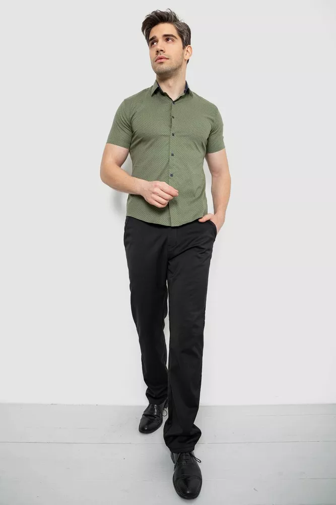 Купить Рубашка мужская с принтом, цвет оливковый, 186R7338 оптом - Фото №2