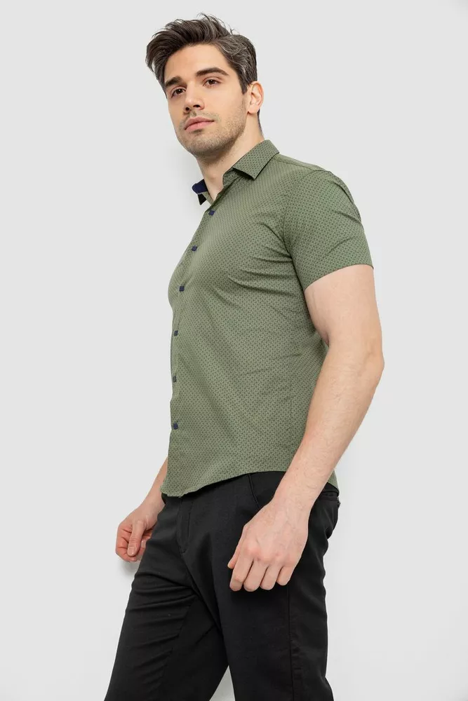 Купить Рубашка мужская с принтом, цвет оливковый, 186R7338 оптом - Фото №3
