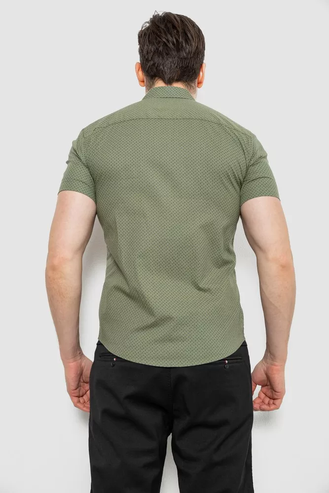 Купить Рубашка мужская с принтом, цвет оливковый, 186R7338 оптом - Фото №4