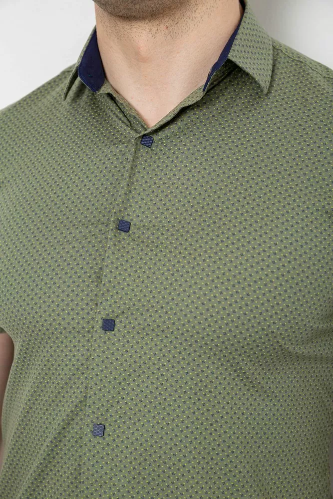 Купить Рубашка мужская с принтом, цвет оливковый, 186R7338 оптом - Фото №5