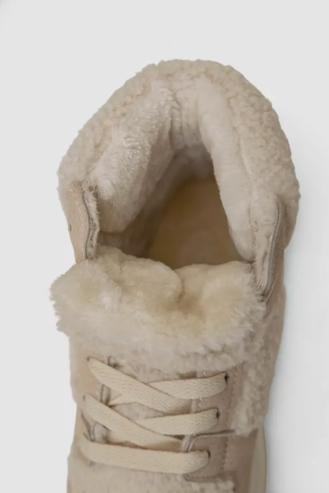 Купити Кросівки жіночі зимові на хутрі хайтопи, колір бежевий, 248RLM30 - Фото №6