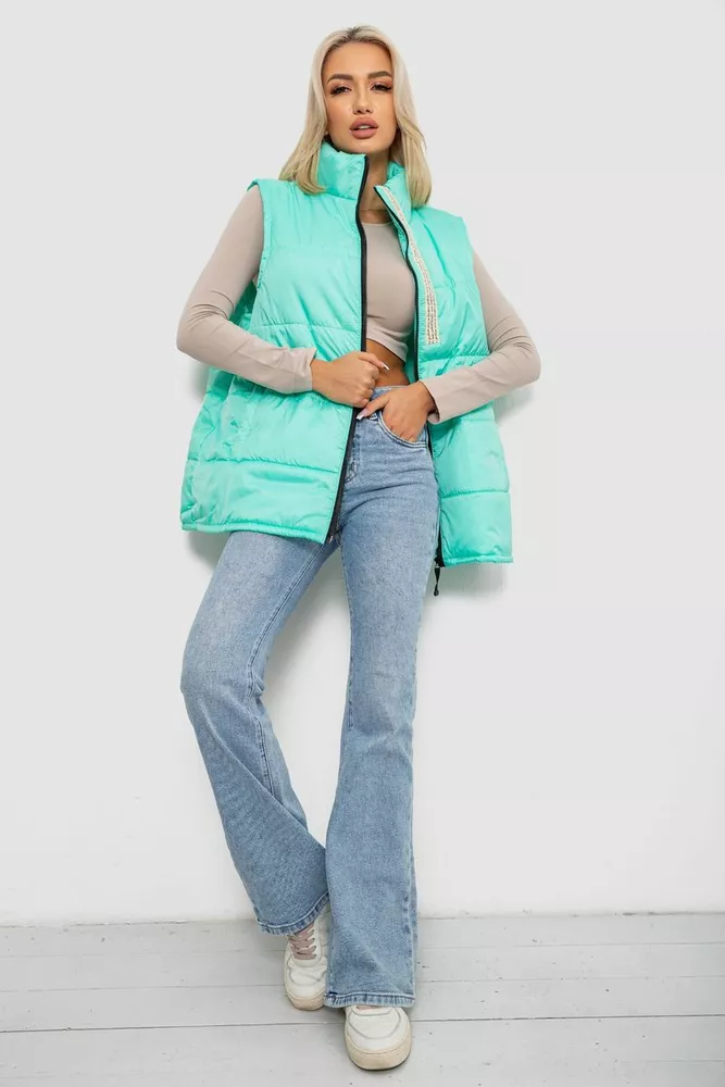 Купить Жилет женский демисезонный, цвет бирюзовый, 257R95 - Фото №8