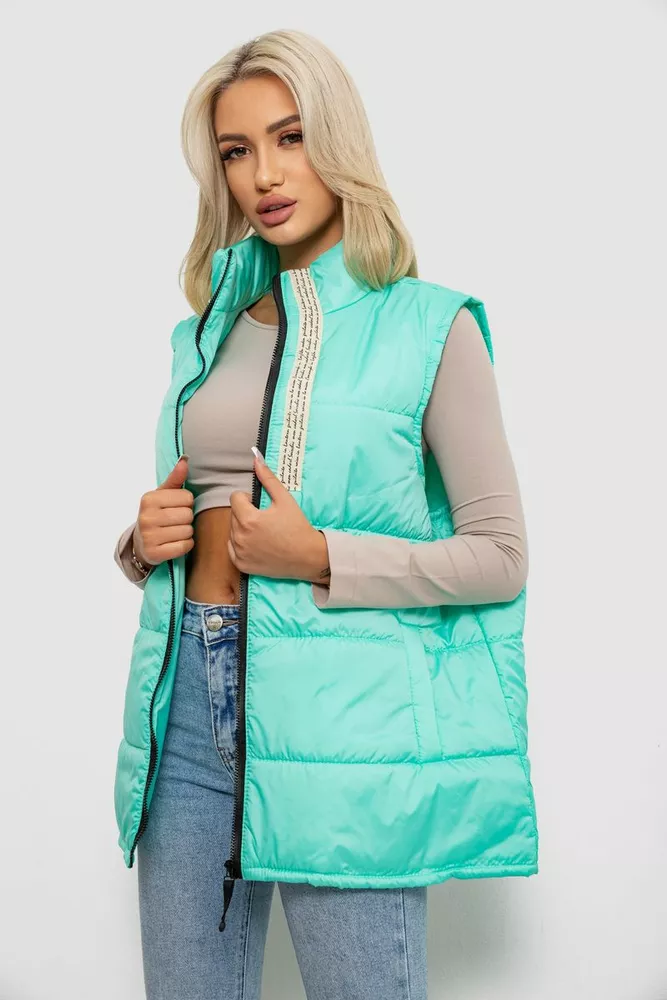 Купить Жилет женский демисезонный, цвет бирюзовый, 257R95 - Фото №9