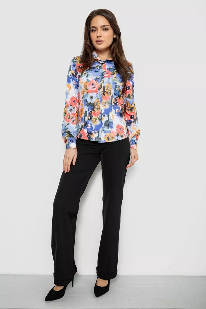 Купить Рубашка c цветочным принтом, цвет голубой, 230R225 - Фото №2