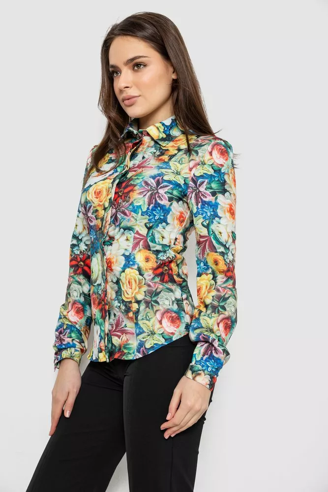 Купити Сорочка з квітковим принтом, колір зелений, 230R225 - Фото №3