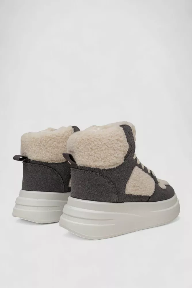 Купити Кросівки жіночі зимові на хутрі хайтопи, колір сірий, 248RLM30 - Фото №4