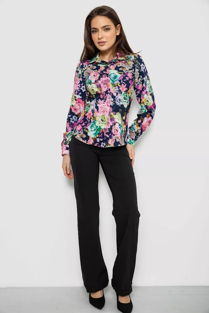 Купить Рубашка c цветочным принтом, цвет синий, 230R225 - Фото №2