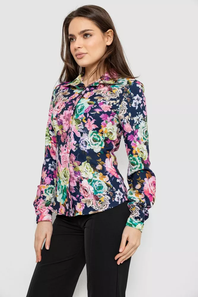 Купить Рубашка c цветочным принтом, цвет синий, 230R225 - Фото №3