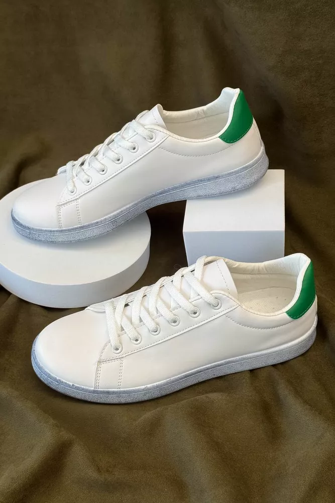 Купить Кеды мужские, цвет бело-зеленый, 248RR225 - Фото №1