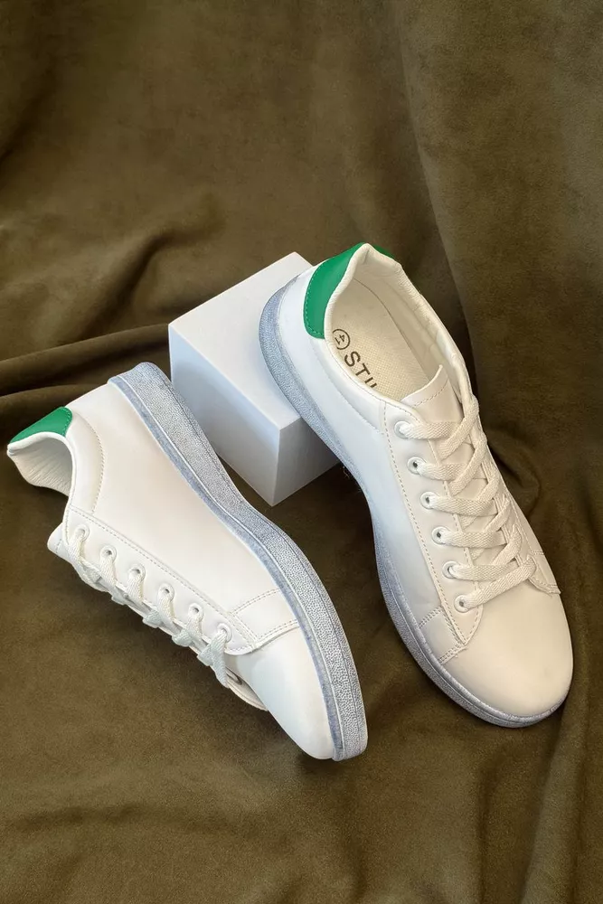 Купить Кеды мужские, цвет бело-зеленый, 248RR225 - Фото №5