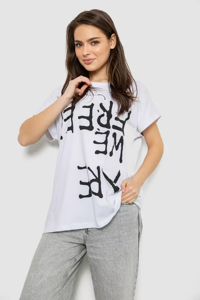 Купить Футболка женская с принтом, цвет белый, 244R3003 - Фото №1
