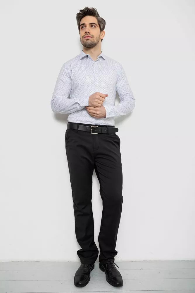 Купить Рубашка мужская однотонная с принтом, цвет белый, 186R2081 - Фото №2