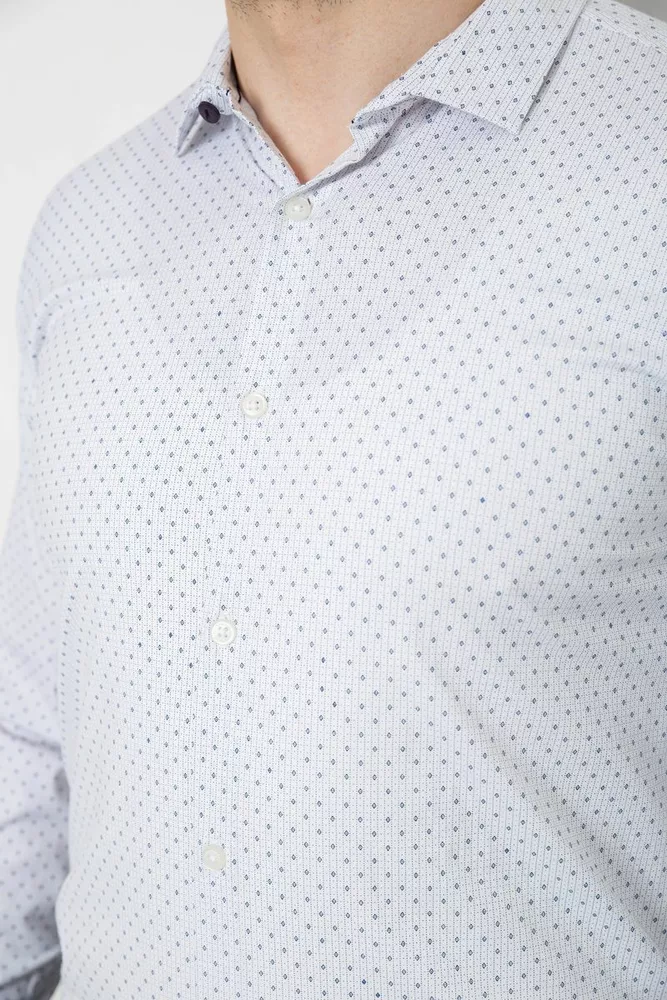 Купить Рубашка мужская однотонная с принтом, цвет белый, 186R2081 - Фото №5