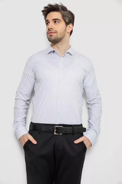 Рубашка мужская однотонная с принтом, цвет белый, 186R2081