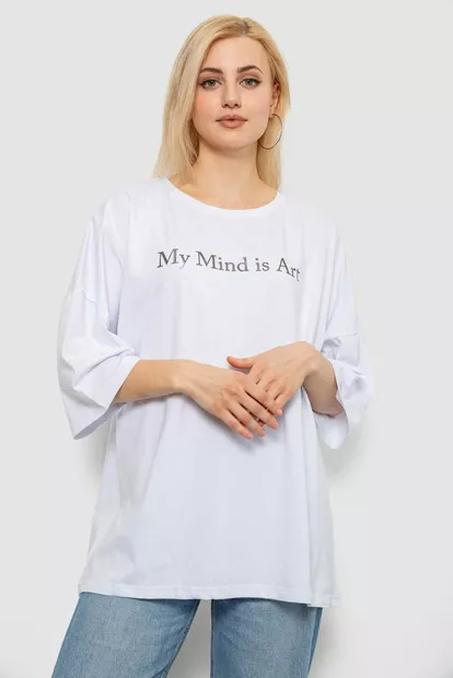 Футболка женская с принтом, цвет белый, 244R3015