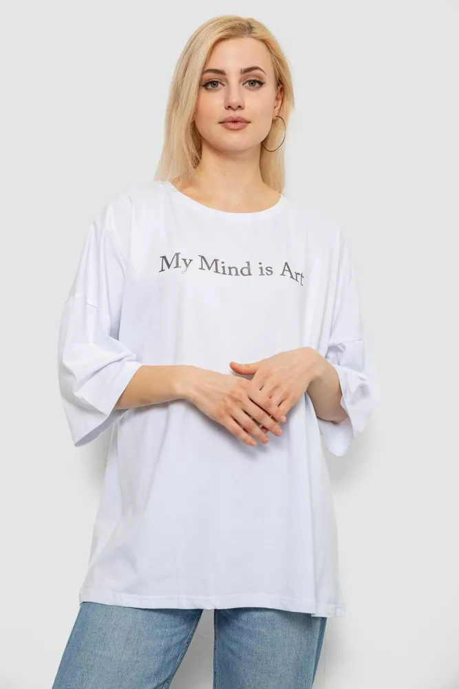 Купить Футболка женская с принтом, цвет белый, 244R3015 - Фото №1