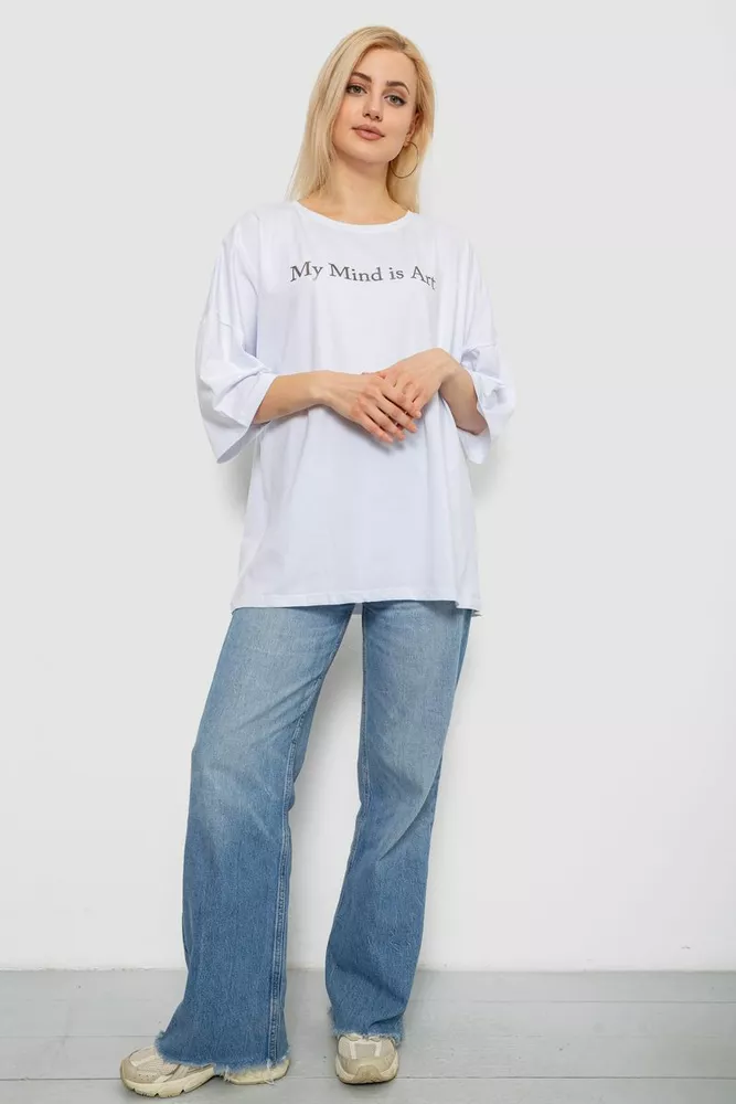 Купить Футболка женская с принтом, цвет белый, 244R3015 - Фото №2