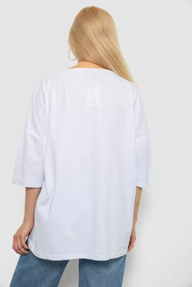 Купить Футболка женская с принтом, цвет белый, 244R3015 - Фото №4