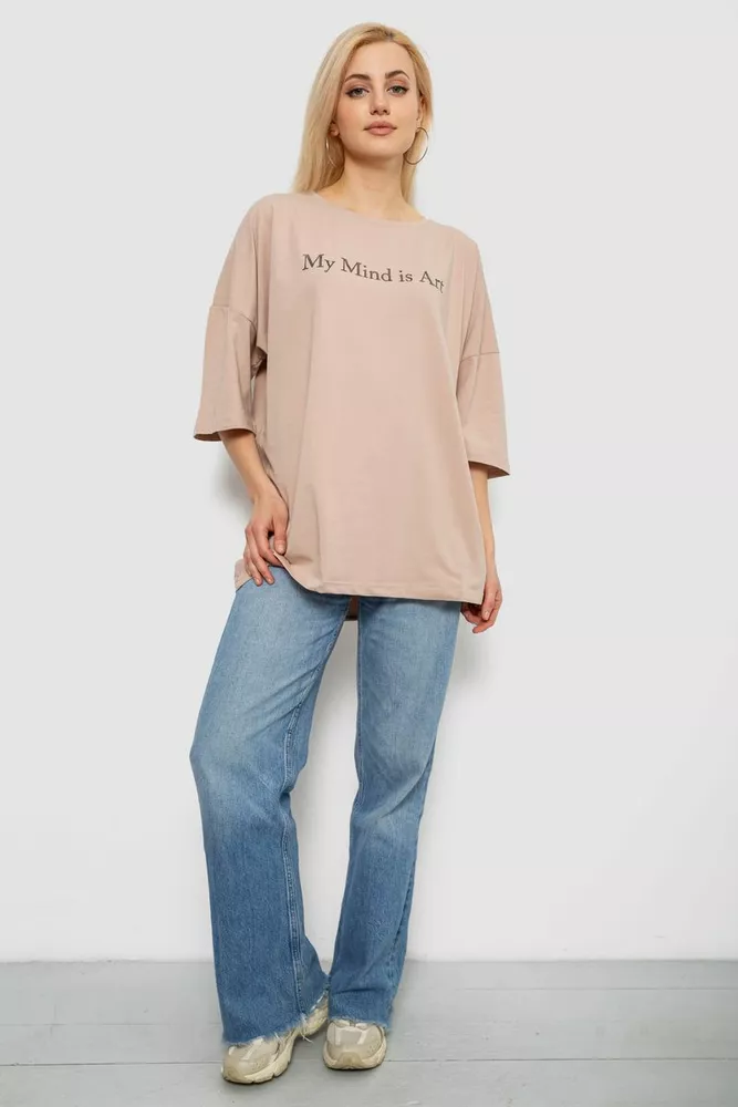 Купить Футболка женская с принтом, цвет бежевый, 244R3015 - Фото №2
