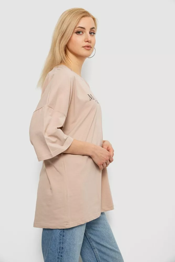Купить Футболка женская с принтом, цвет бежевый, 244R3015 - Фото №3