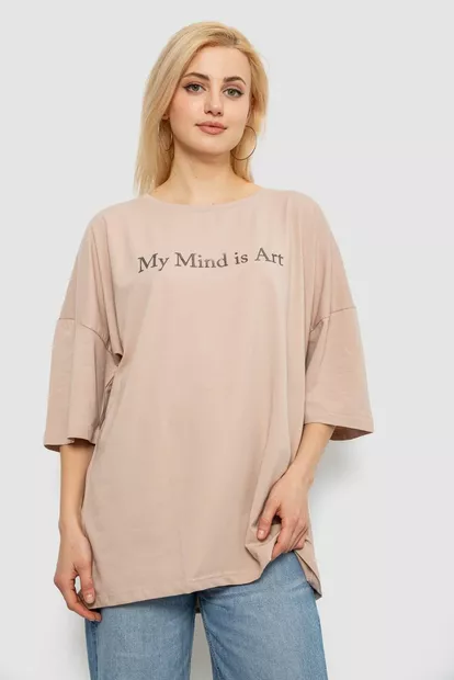 Футболка женская с принтом, цвет бежевый, 244R3015