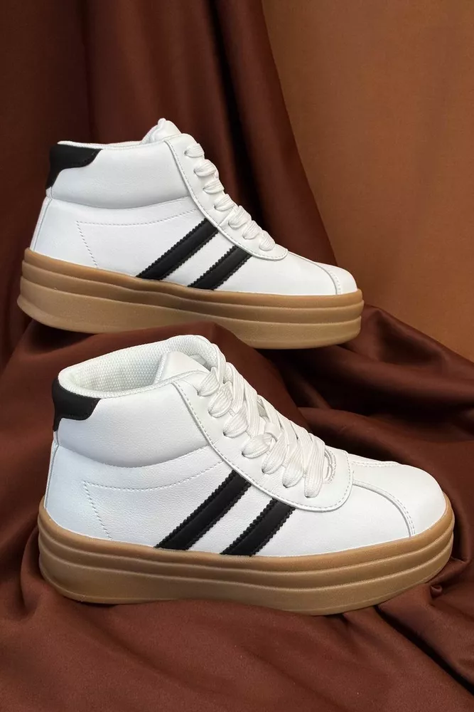 Купить Кроссовки женские демисезонные, цвет бело-черный, 248RWA160-3 - Фото №3