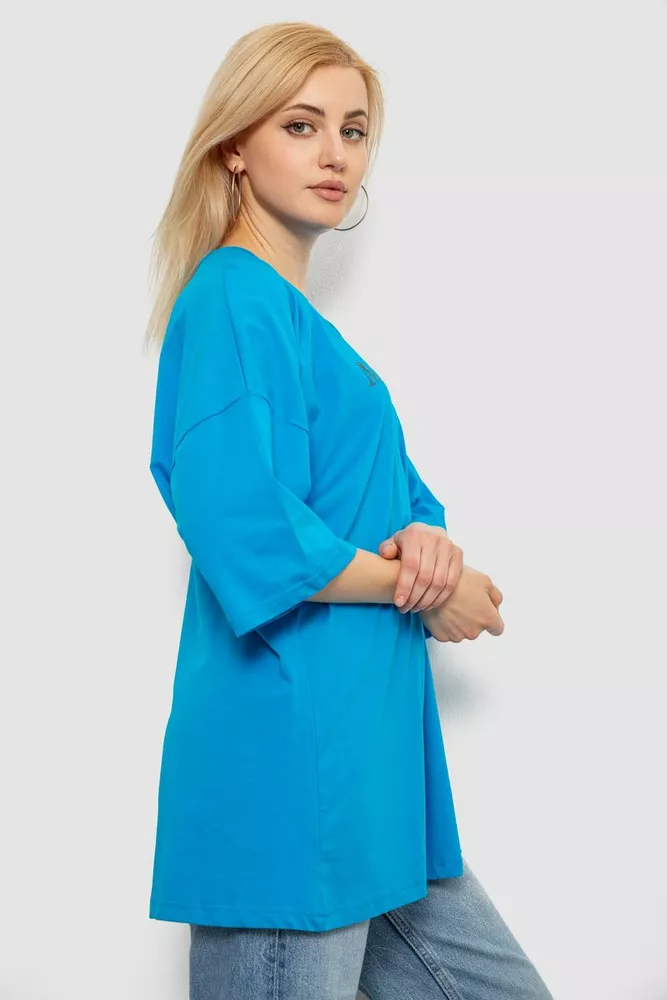 Купить Футболка женская с принтом, цвет бирюзовый, 244R3015 - Фото №3