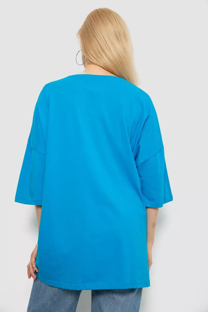 Купить Футболка женская с принтом, цвет бирюзовый, 244R3015 - Фото №4