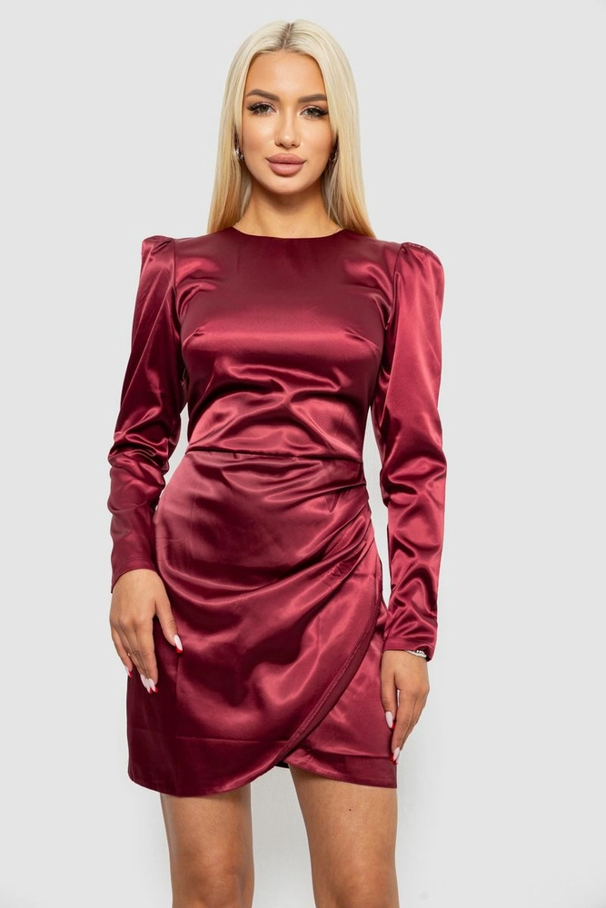 Купить Платье женское однотонное нарядное, цвет бордовый, 244R379 - Фото №1