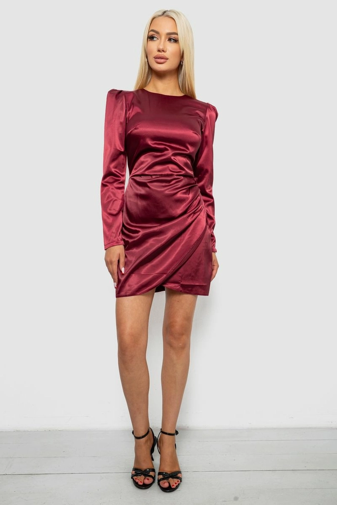 Купить Платье женское однотонное нарядное, цвет бордовый, 244R379 - Фото №2