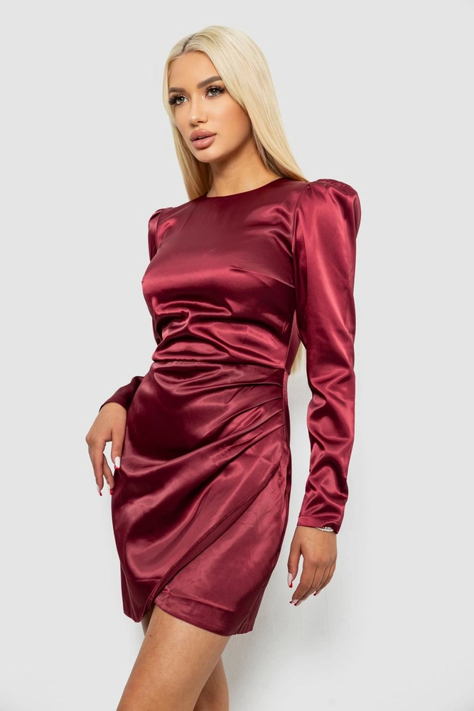 Купить Платье женское однотонное нарядное, цвет бордовый, 244R379 - Фото №3