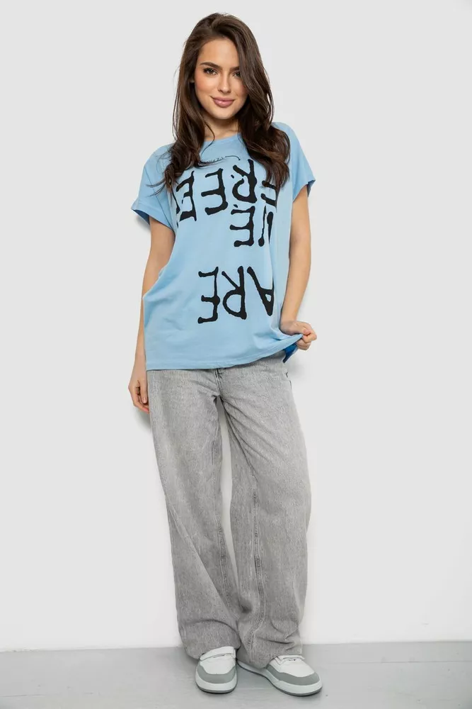 Купить Футболка женская с принтом, цвет голубой, 244R3003 - Фото №2